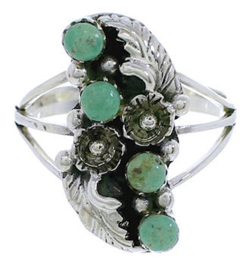 Turquoise And Sterling Silver Flower Ring Size 8-1/4 EX45259